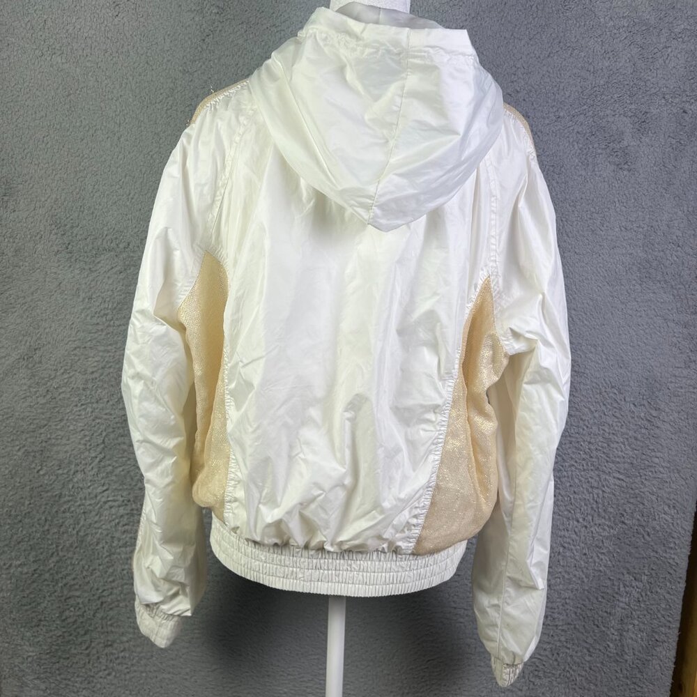 Southpole Jacket Womens 1X White Gold Full Zip Hooded Windbreaker Y2K Retro - Picture 2 of 14